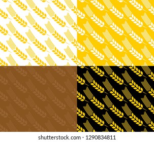 Wheat ears seamless pattern on different backgrounds. Swatches included.