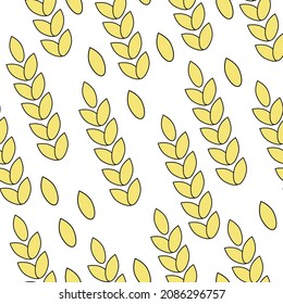 Wheat ears, seamless pattern on a white background.Vector pattern can be used in textiles, bakeries, bakery packaging.