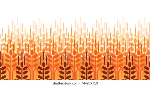 Wheat Ears Seamless Pattern. Vector Agriculture Background. Wheat Field