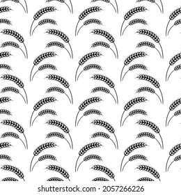 Orejas de trigo, patrón sin fisuras. Grano entero, fondo natural, orgánico para el paquete de panadería. Fondo vectorial con trigo.