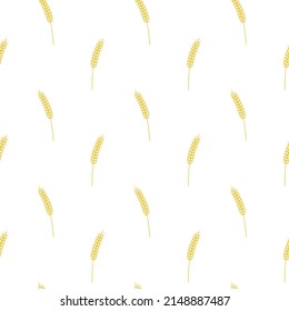 Wheat ears, seamless pattern. Whole grain, natural, organic background for bakery package. Vector background with wheat.