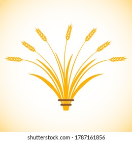 Wheat ears, set of wheat spikelets. Vector illustration. Vector.