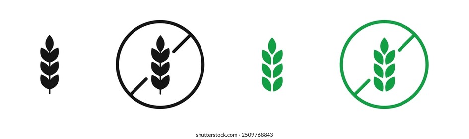 Iconos de vector de siluetas de orejas de trigo. Iconos de trigo. Corona de trigo. Iconos de grano.