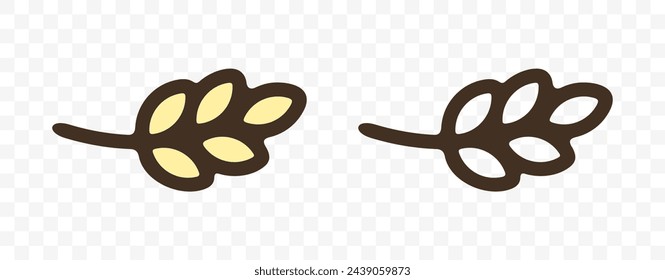 Wheat ears or spikelets with grains, whole grains and cereals grain, graphic design. Agriculture and farming, plant, cereals harvest, food and bakery, vector design and illustration