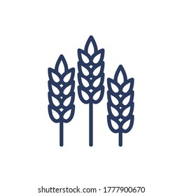 Wheat ears thin line icon. Grain, seed, oat, barley isolated outline sign. Farming, agriculture, harvest concept. Vector illustration symbol element for web design and apps