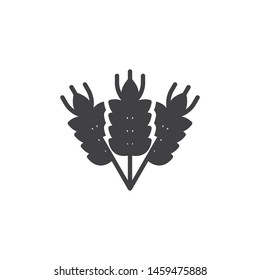 Wheat Ears vector icon. filled flat sign for mobile concept and web design. Malt, barley glyph icon. Agriculture wheat symbol, logo illustration. Vector graphics