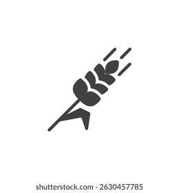 Ícone de vetor de orelhas de trigo. sinal plano preenchido para conceito móvel e web design. Ícone de glifo de corte de cereais. Símbolo, ilustração de logotipo. Gráficos vetoriais