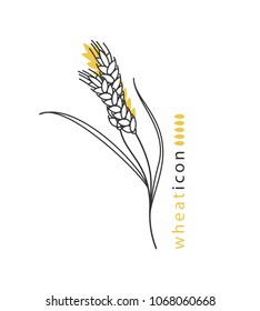 Wheat ears. Vector illustration in a modern line style. Icon, symbol, sign for brewery or bakery.