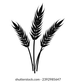 Wheat ears Vector isolated on a wHite background, A Wheat grain silhouette 