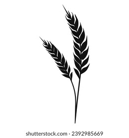 Wheat ears Vector isolated on a wHite background, A Wheat grain silhouette 