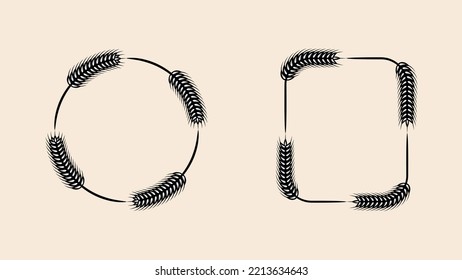 Wheat element symbol illustration design in set. Frame, isolated, vegan, agriculture