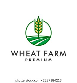 Wheat Farm Agriculture Logo Design Vector Illustration