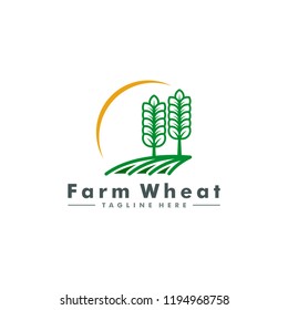 wheat farm logo, agriculture icon symbol vector illustration