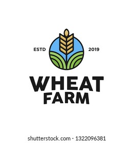 Concepto del logotipo de la granja de trigo. Plantilla de diseño Mínimo Creativo. Símbolo de identidad empresarial. Elemento de vector creativo