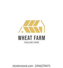 WHEAT FARM LOGO CONCEPT, WAREHOUSE LOGO VECTOR ILLUSTRATION
