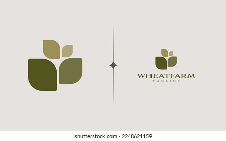 Logo de la granja de trigo. Plantilla de diseño Mínimo Creativo. Símbolo de identidad empresarial. elemento Vector creativo