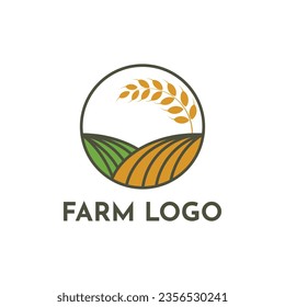Wheat farm logo design creative idea with circle shape