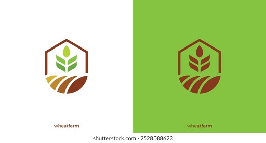 Wheat Farm Logo Design. Home Shape and Grain Leaf Rice Farm Logo, Symbol, Icon, Vector, Design Inspiration.
