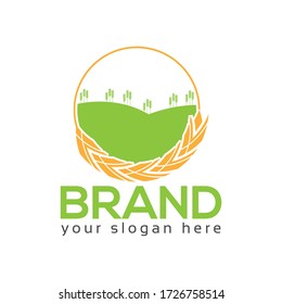 Wheat Farm Logo, flat design. Vector Illustration on white background