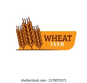 Wheat, farm rice, oat or barley millet and cereal ear, vector organic food icon. Farm bakery wheat spikelet symbol for bread or cereal and grain food products shop or bio grocery store