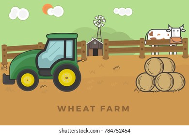 wheat farm with tractor