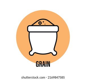 Wheat farming, grain bag sign vector graphics. on a white background.
