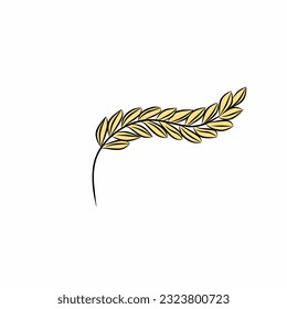Granja de trigo Ilustración gráfica vectorial, Icono de plantilla. Símbolo de trigo adecuado para negocios ecológicos, agricultura, cerveza, panadería.
