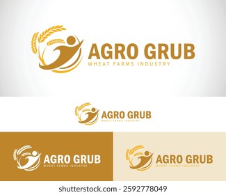 wheat farms logo creative design concept industry growth global agriculture