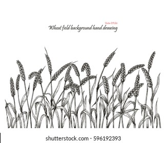 wheat field clipart black and white