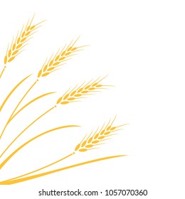 Wheat field background. Silhouettes isolated on white.