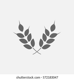 wheat field  Barley or Rye  few ripe wheat ears ,  vector icon 