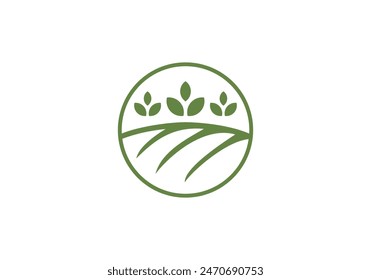 wheat field with circle logo. creative agriculture icon vector design