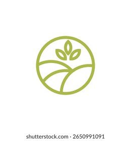 wheat field with circle logo. creative farming icon vector design. Vector illustration.