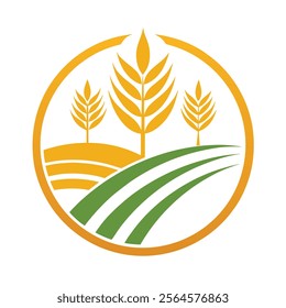 Wheat Field Logo Design Template - Vector Image for Branding and More.Perfect for branding, packaging, agriculture, and eco-friendly projects.