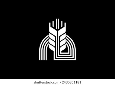 Wheat  field logo vector design. Logo for farm, bakery or food product.