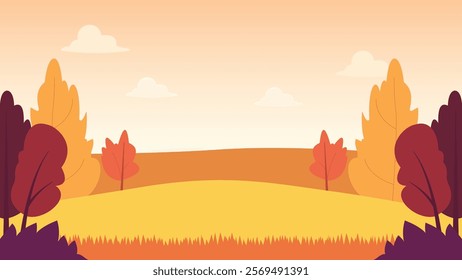 Wheat Field Nature Landscape with Foliage Leaves Plants in the Morning