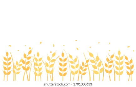 Wheat Field On White Background Vector Illustration. Flat Design.