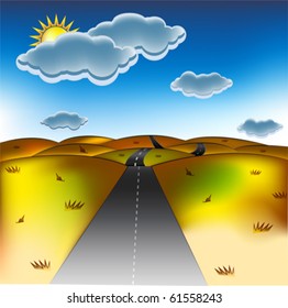 WHEAT FIELD with road clouds vector