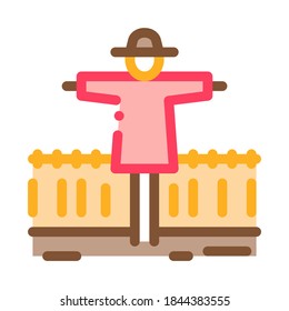 vector de icono de espantapájaros de campo de trigo. signo de espantapájaros en campos de trigo. ilustración de símbolo de contorno aislado