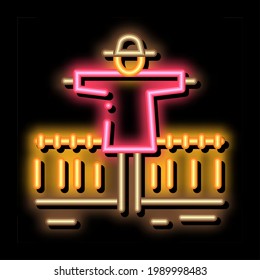 wheat field scarecrow neon light sign vector. Glowing bright icon wheat field scarecrow sign. transparent symbol illustration