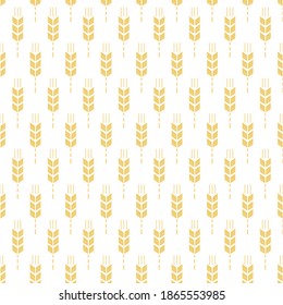 Wheat field seamless pattern on white background vector illustration.