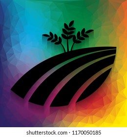 Wheat field sign. Vector. Flat style black icon on white.
