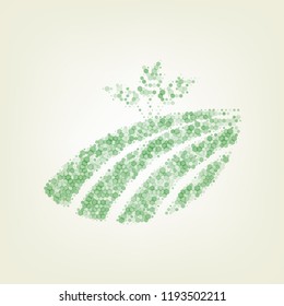 Wheat field sign. Vector. Green hexagon rastered icon and noised opacity and size at light green background with central light.
