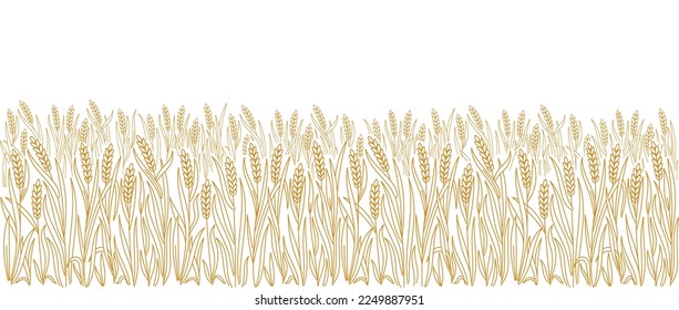 Wheat field. Vector line. Editable outline stroke. Design wrapper of bakery.