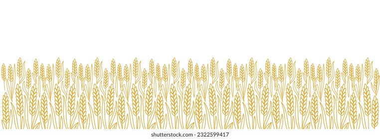 Wheat field. Vector line. Editable outline stroke.