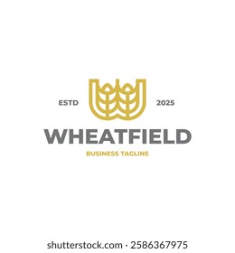 wheat field w letter logo vector