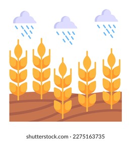 Wheat fields rain flat icon download