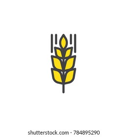 Wheat filled outline icon, line vector sign, linear colorful pictogram isolated on white. Oat symbol, logo illustration. Pixel perfect vector graphics