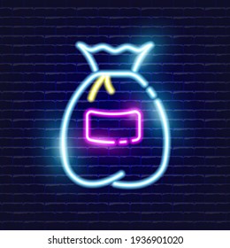 Wheat flour bag neon icon. Glowing Vector illustration icon for mobile, web and menu design. Food concept