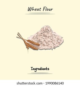 Esbozo De Ilustración De La Harina De Trigo Y Estilo Vector. Es bueno para el menú del restaurante, el libro de recetas de comida y el contenido de ingredientes de comida.